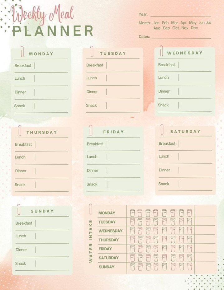 📝 📁 secret to staying productive: Wöchentlicher Essensplaner – Kreativ & Organisiert