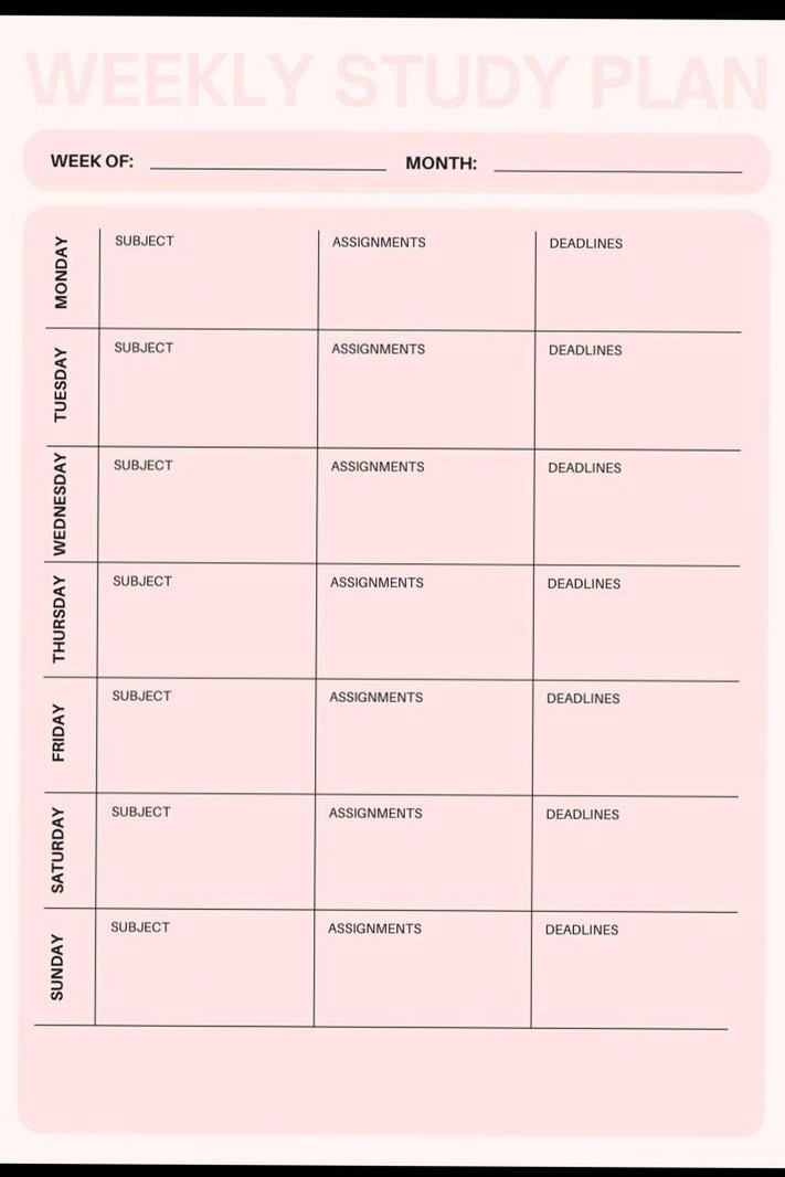 🥂 🌸 secret to staying productive: Weekly Study Planner | Digital Design & Creative Assets