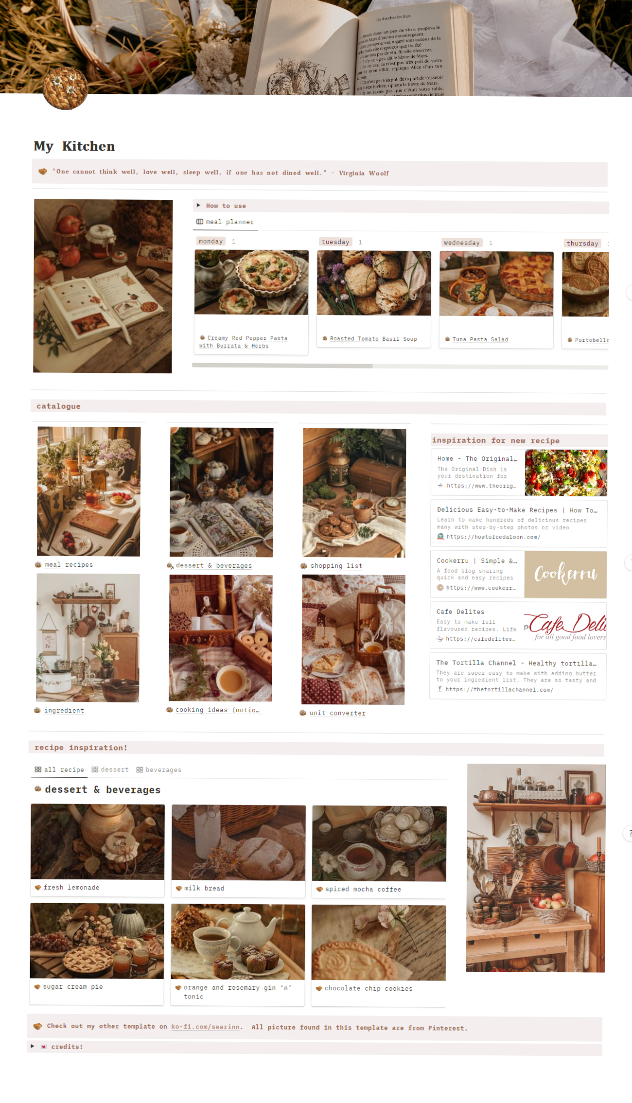 🌈 🖌️ stay inspired all year long: Cottage Core Kitchen Planner Vol. 1306 501