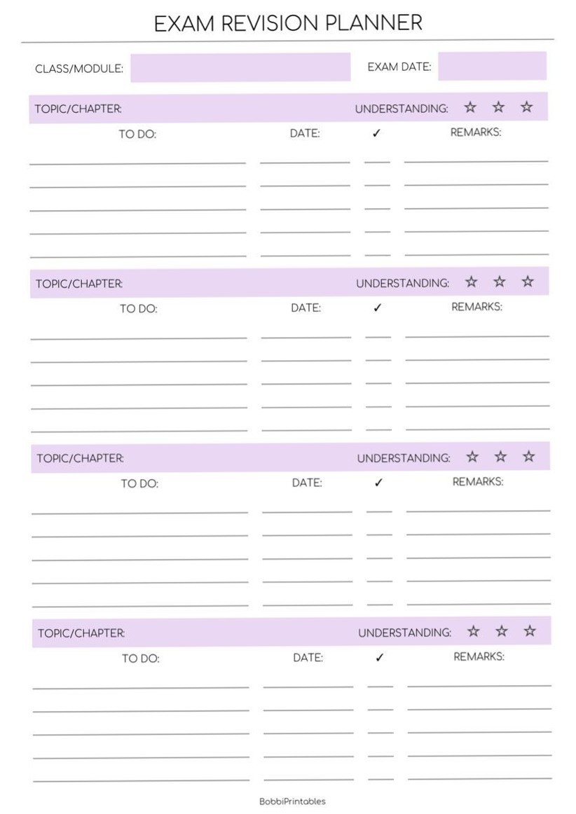 🤍 🤍 stay inspired all year long: Exam Revision Planner — Purple Design Asset
