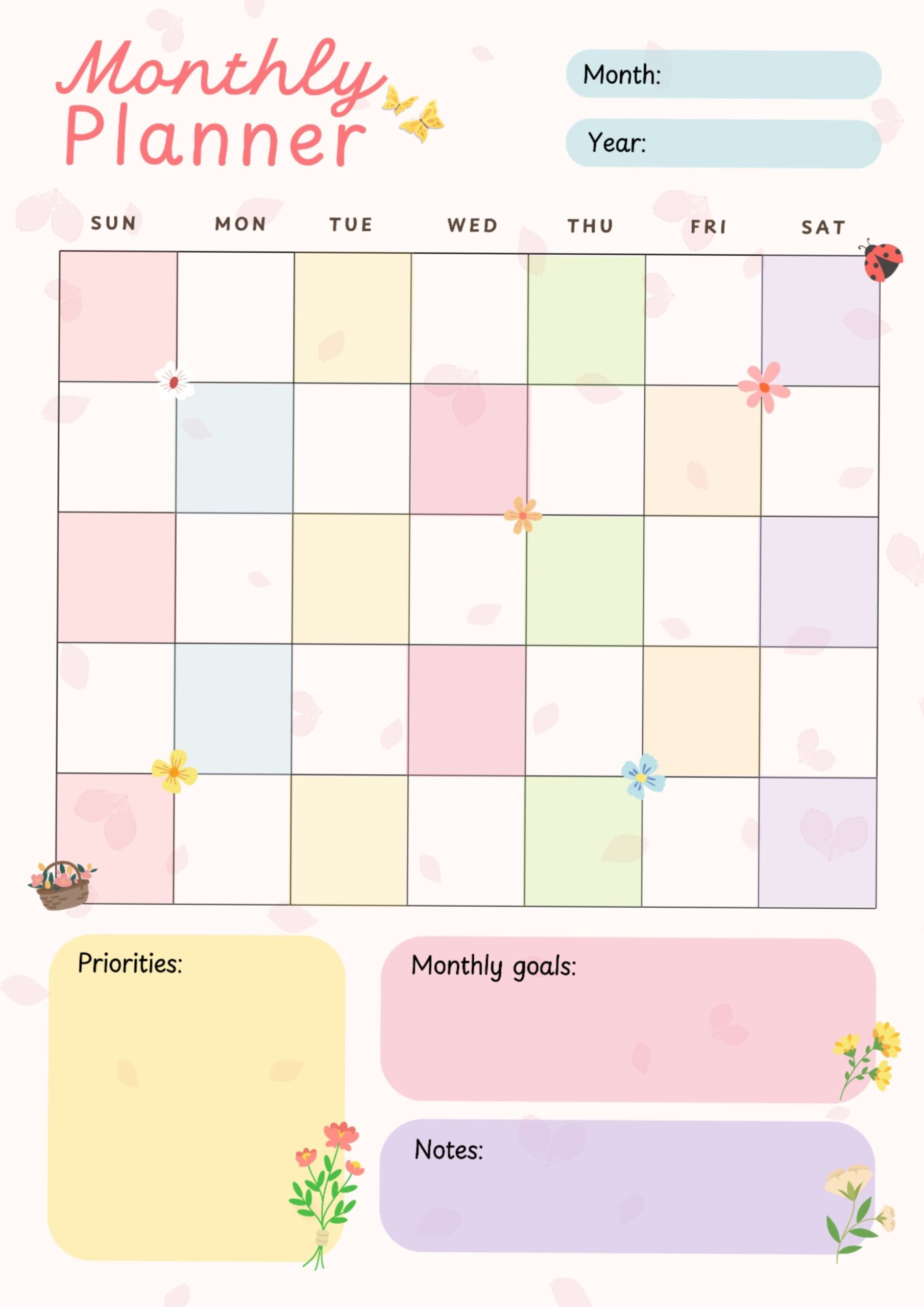 💌 💌 stay inspired all year long: Gentle Floral Monthly Planner [Printable]