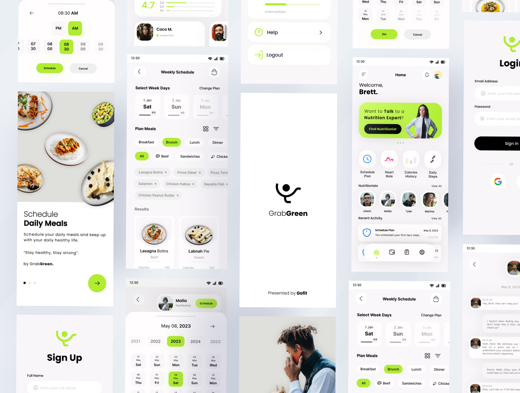 🌿 ☁️ stay inspired all year long: GrabGreen — Healthy Meal Planner UI Kit for Designers