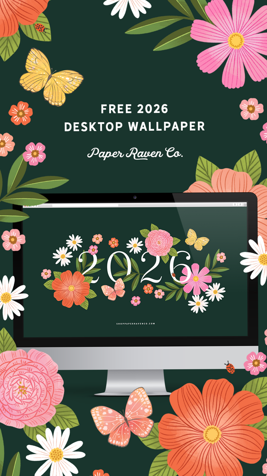 🖇️ 📝 stay inspired all year long: Paper Raven Co. 2026 Desktop Wallpaper for Designers