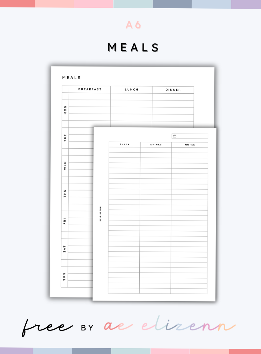 🍰 👰 stay inspired all year long: Free A6 Meal Planner & Log Inserts | Printable Planner Add-ons
