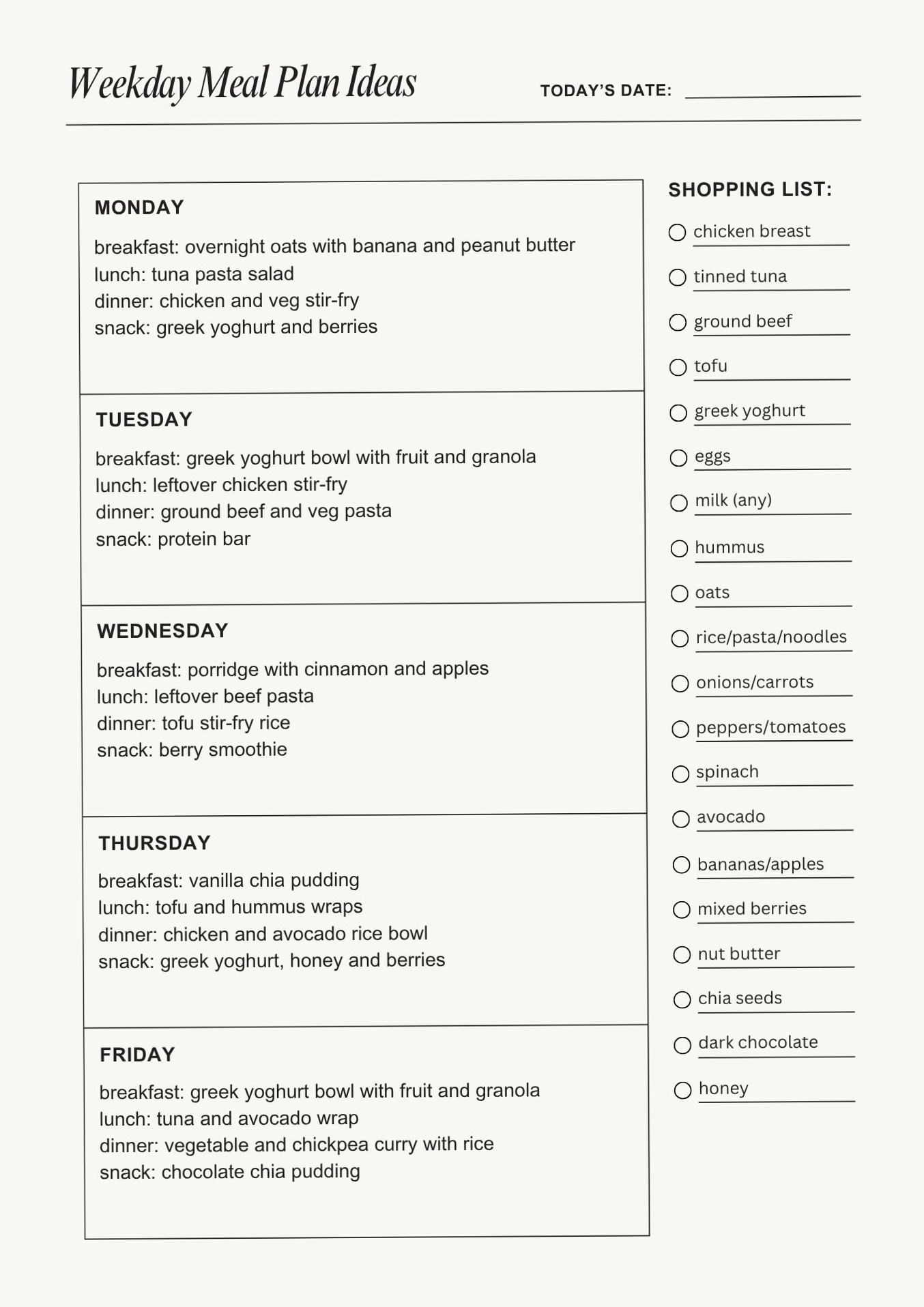 👰 🌸 stay inspired all year long: Weekly Meal Plan Ideas for Creative Planners