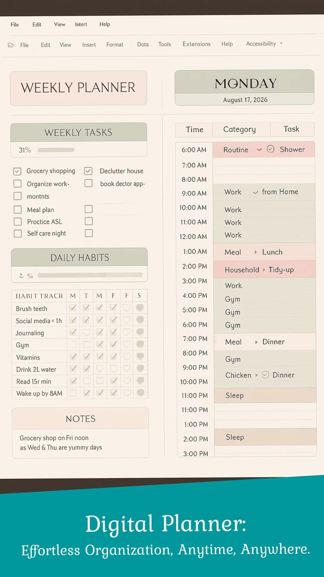 🤍 ☁️ stay inspired all year long: Streamlined Weekly Planner for Ultimate Productivity