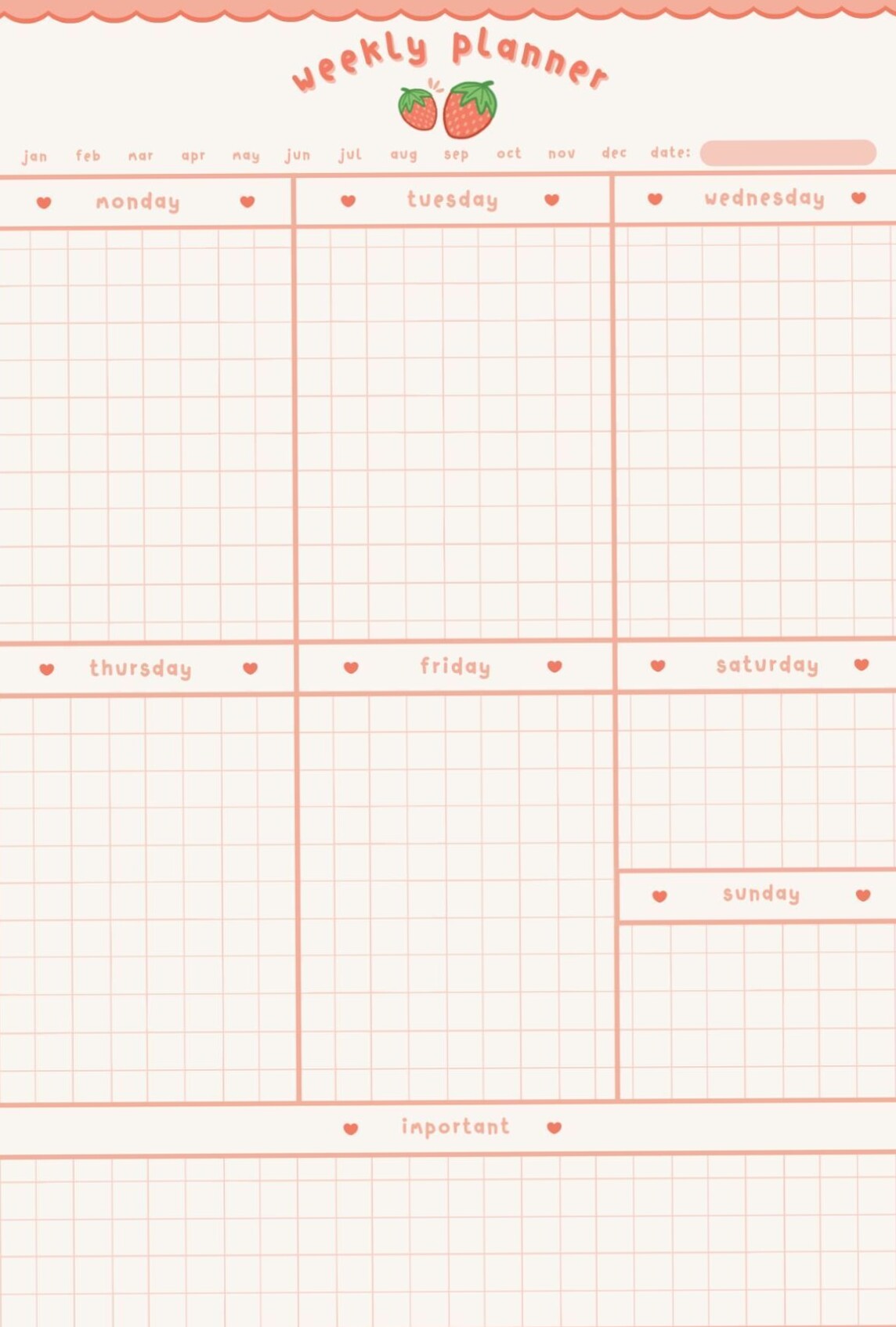 Strawberry Aesthetic Weekly Planner 2024 — 💍 🌸 secret to staying productive
