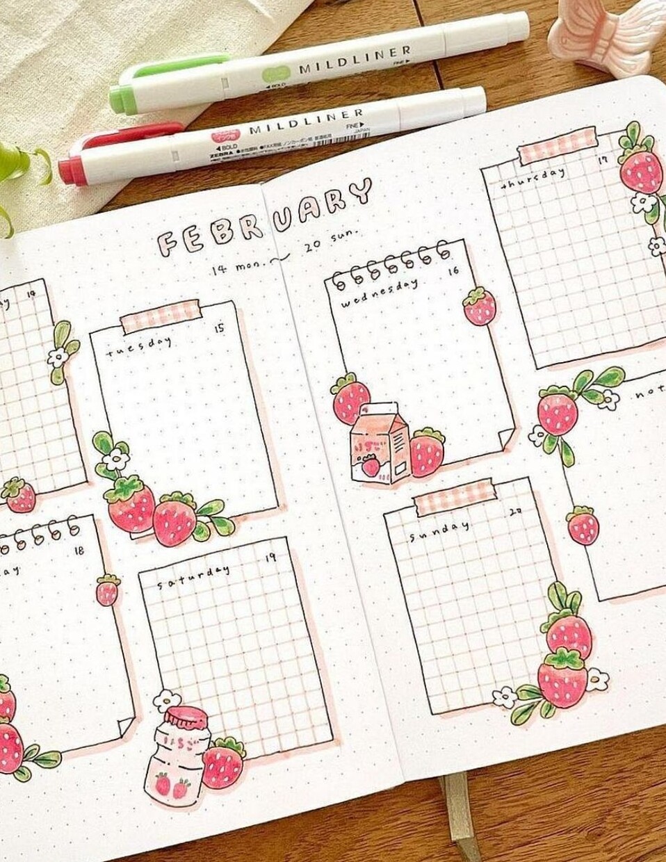 🌿 ✨ Strawberry Bullet Journal Weekly Spreads — Stay Organized in Style | dream life manifestation