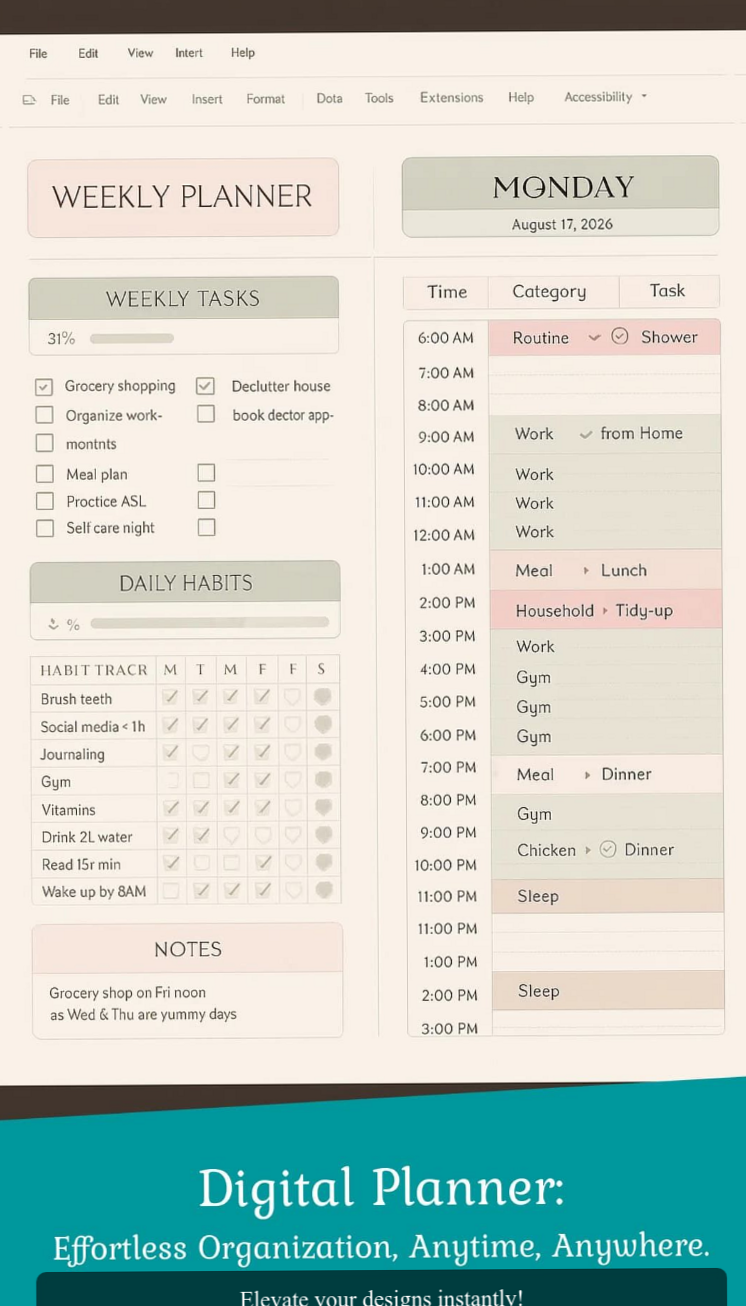 Streamlined Weekly Planner for Maximum Focus & Productivity — 🌿 🤍 secret to staying productive