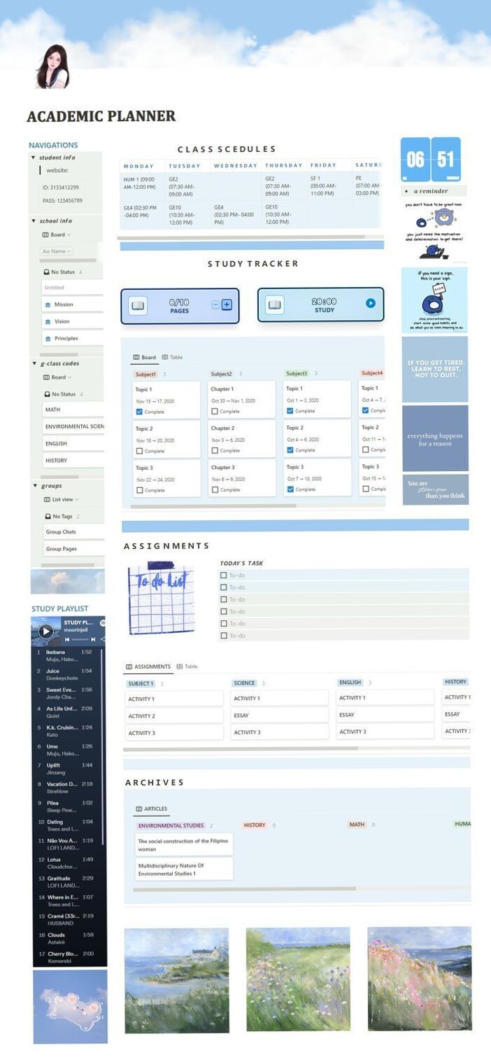👰 👰 Student Planner Blue Template | 100% Customizable Notion Planner | 2026 efficiency hack