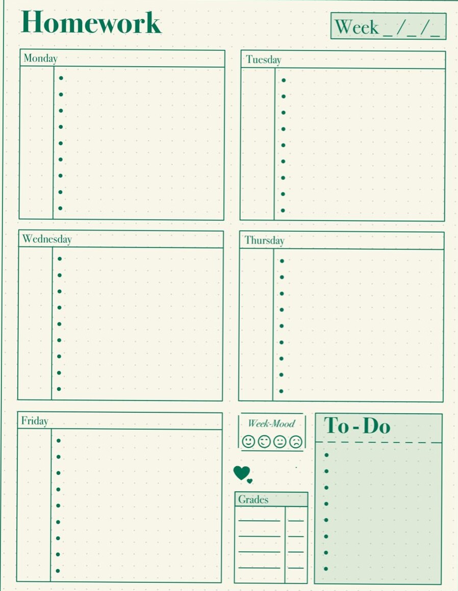 Stylish Homework Sheet for Creative Planners — 🌈 🖌️ dream life manifestation