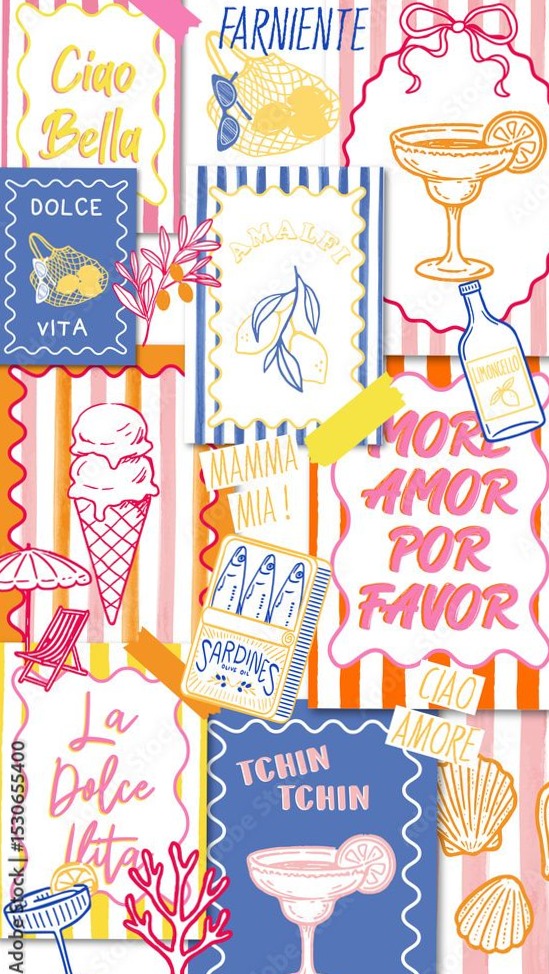 🎨 🪄 TRENDY ITALIAN SUMMER COLLAGE — GIRLY DOLCE VITA AESTHETIC WALLPAPER | stay inspired all year long