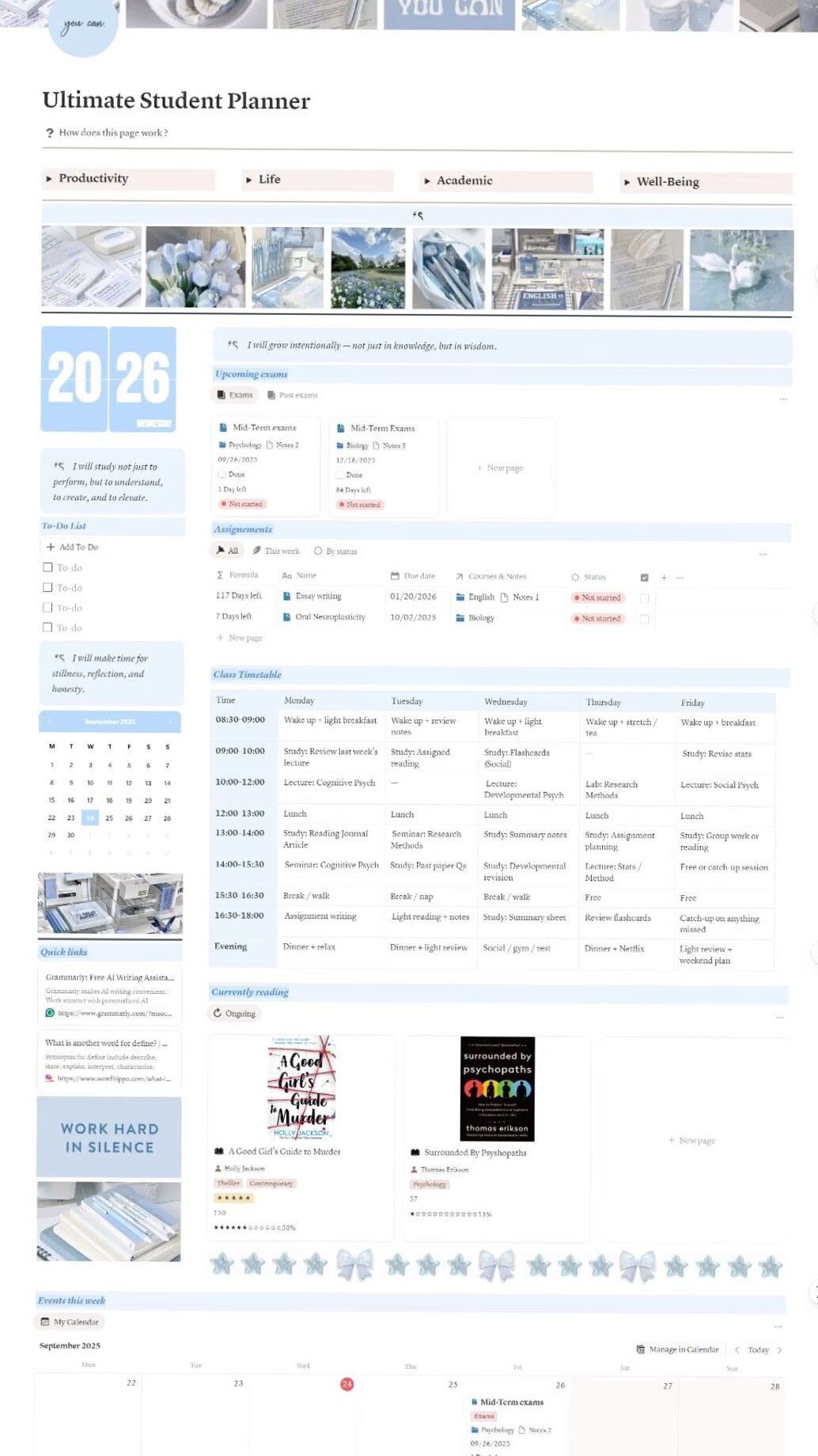 🥂 🍰 Ultimate Aesthetic Student Planner Template for Notion | pro digital dashboard
