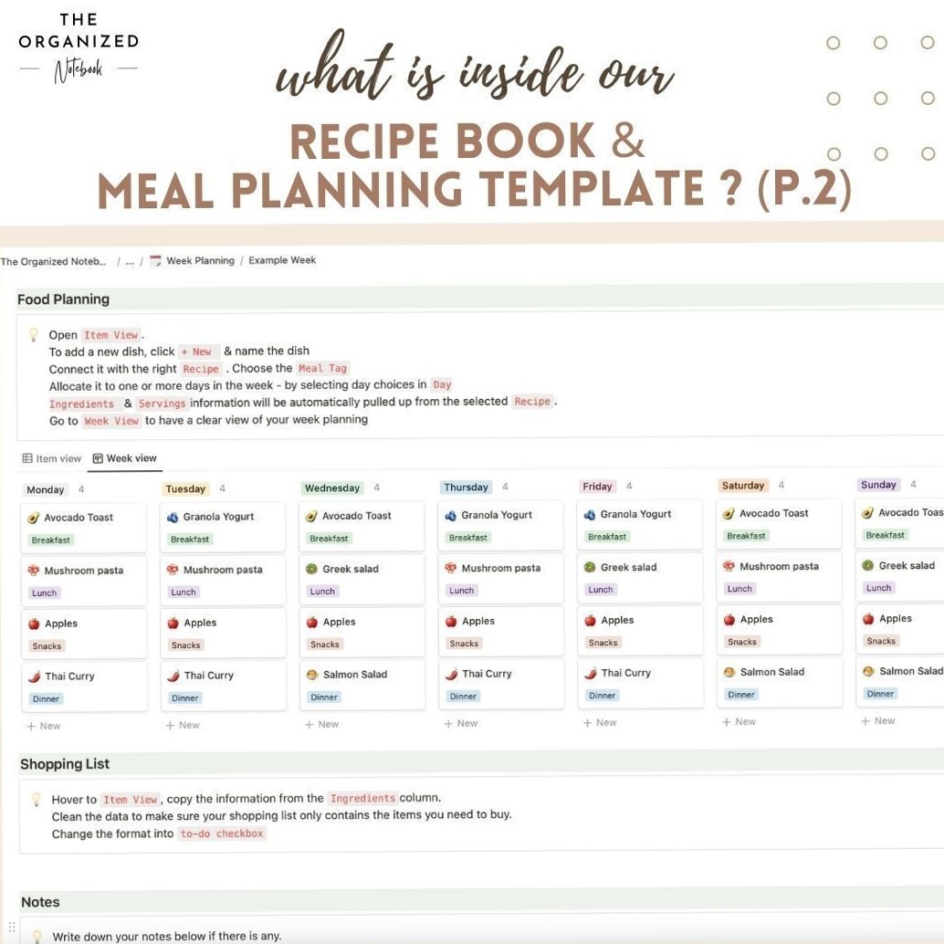 🪄 🪄 Ultimate Notion Meal Planning Template for Creative Planners | only tool for life admin