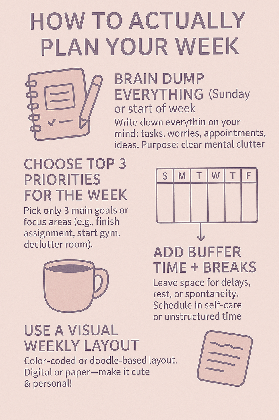 🌈 🪄 Weekly Goals Planner for Time & Productivity Mastery | secret to staying productive