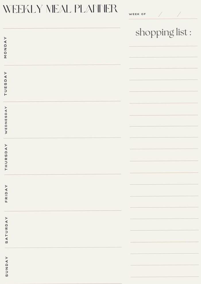 Weekly Meal & Grocery Planner Design — ☁️ ✨ romanticize your routine