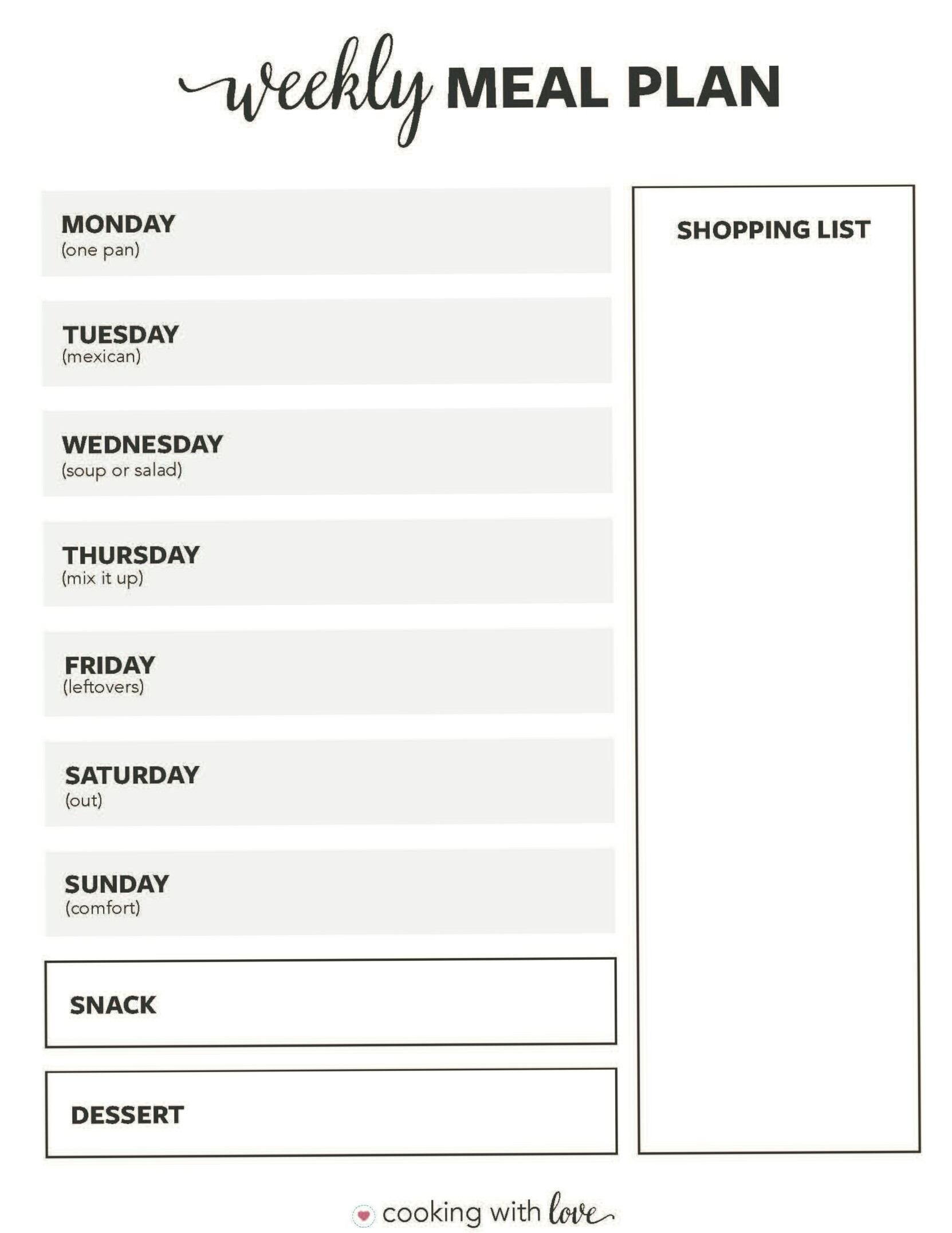 🌿 🕯️ Weekly Meal Plan 11-10-24 | Creative Digital Design | romanticize your routine