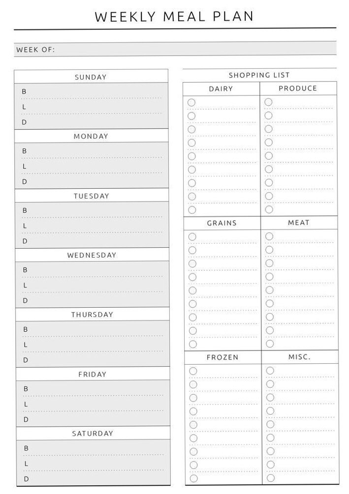 Weekly Meal Plan & Shopping List — Original Style — 📌 🖇️ stay inspired all year long