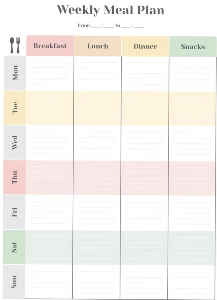 🥂 🍰 Weekly Meal Plan Template | Free Google Docs Design | romanticize your routine