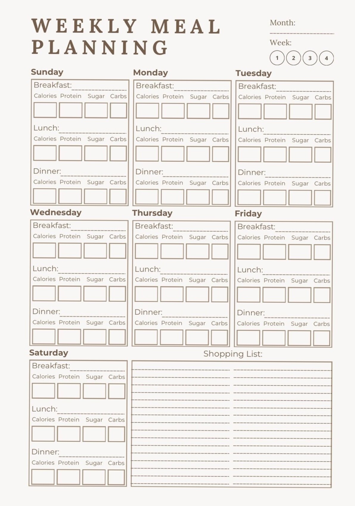Weekly Meal Plan with Macro Tracker — 🥂 💌 no-stress tracker