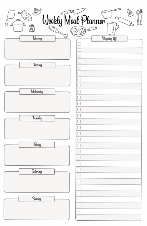 Weekly Meal Planner — Interior Pages — ✨ 🤍 romanticize your routine
