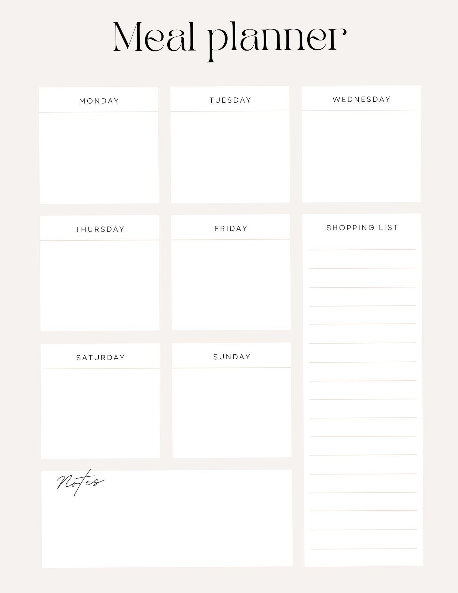 💎 🎨 Weekly Meal Planner Printable — Etsy Digital Design | stay inspired all year long