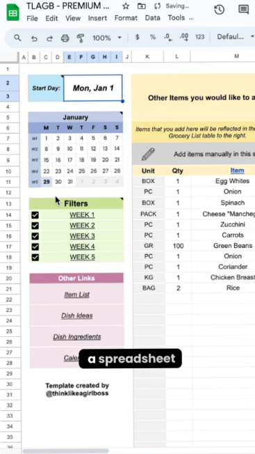 Weekly Meal Planner Template | Google Sheets Meal Prep Design — 💌 💍 only tool for life admin