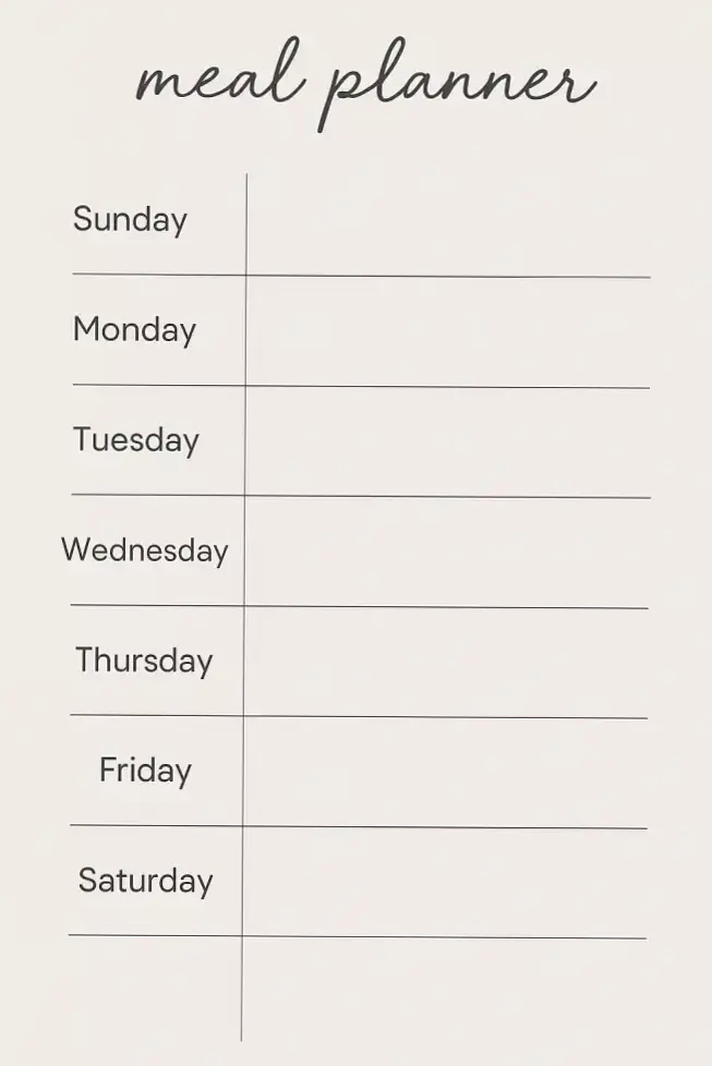 💍 💌 Weekly Menu Printable for Family Meals | dream life manifestation