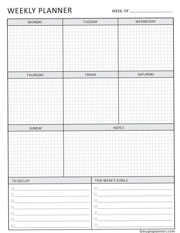 Weekly Planner Template with Goals | Digital Design | Creative Asset — 👰 🌸 dream life manifestation