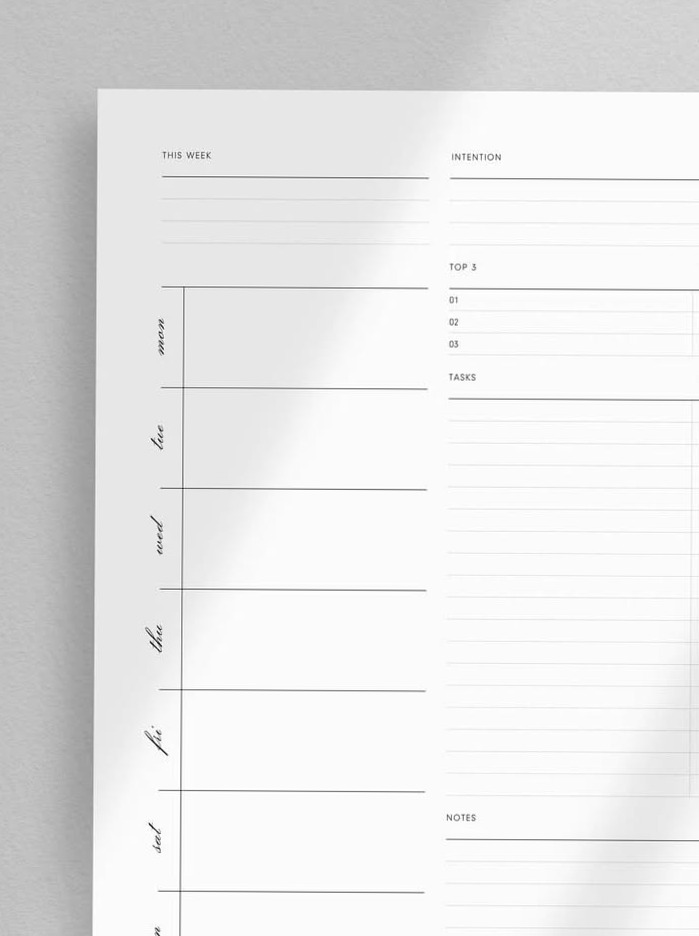 Weekly Planner WO1P — NO1 — 1 Page (V1) — ☁️ 🕯️ stay inspired all year long