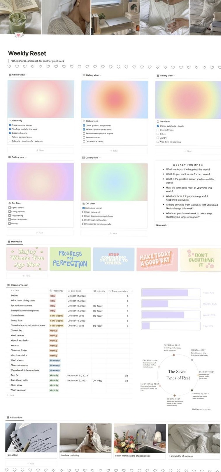 Weekly Reset Notion Page — Lauren’s Ko-Fi Shop — ✨ ☁️ game-changing digital system