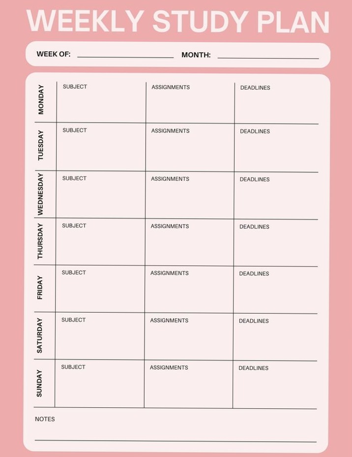 Weekly Study Plan for Digital Design & Creative Planners — 💍 🍰 dream life manifestation