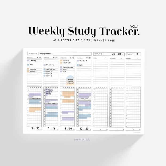 📁 🖇️ Weekly Study Planner for Organized Time Management | secret to staying productive