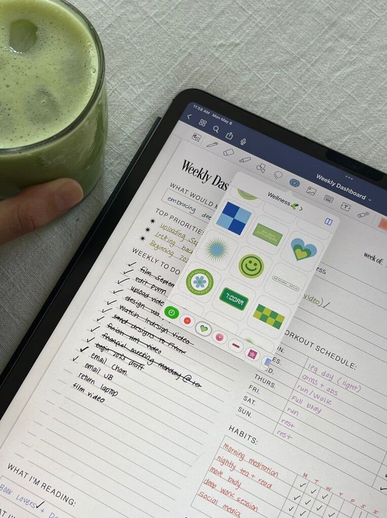Wellness Stickers for Flourish Digital Planners — ✨ 🎀 romanticize your routine