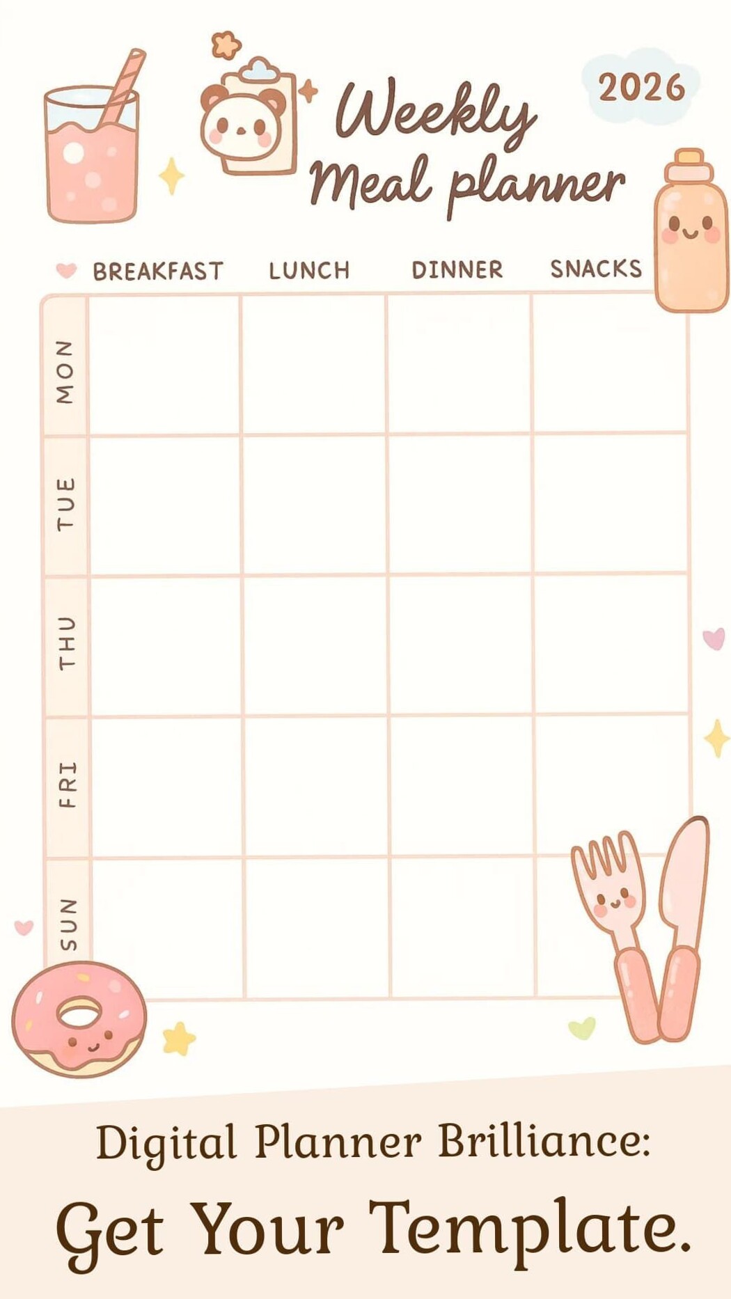 🪄 🪄 Whimsical Weekly Meal Planner Template | romanticize your routine