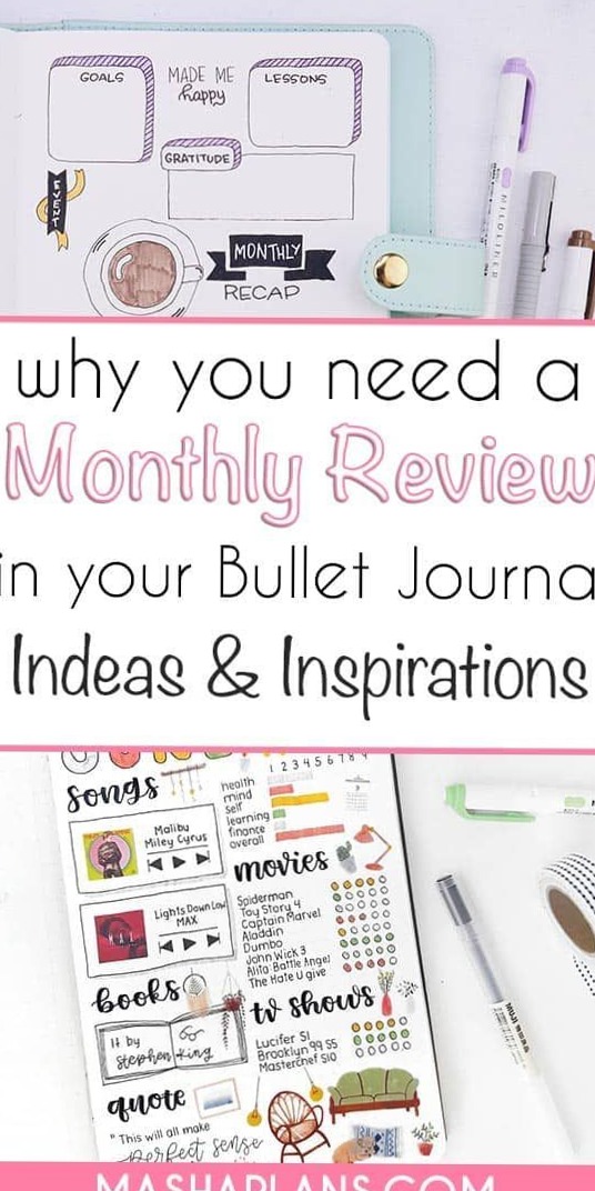 🕯️ ✨ Why You Need A Monthly Review Page In Your Bullet Journal | Masha Plans | romanticize your routine