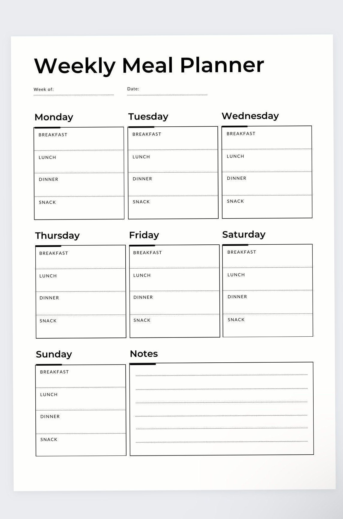 🤍 🎀 Your Weekly Meal Plan Template | secret to staying productive
