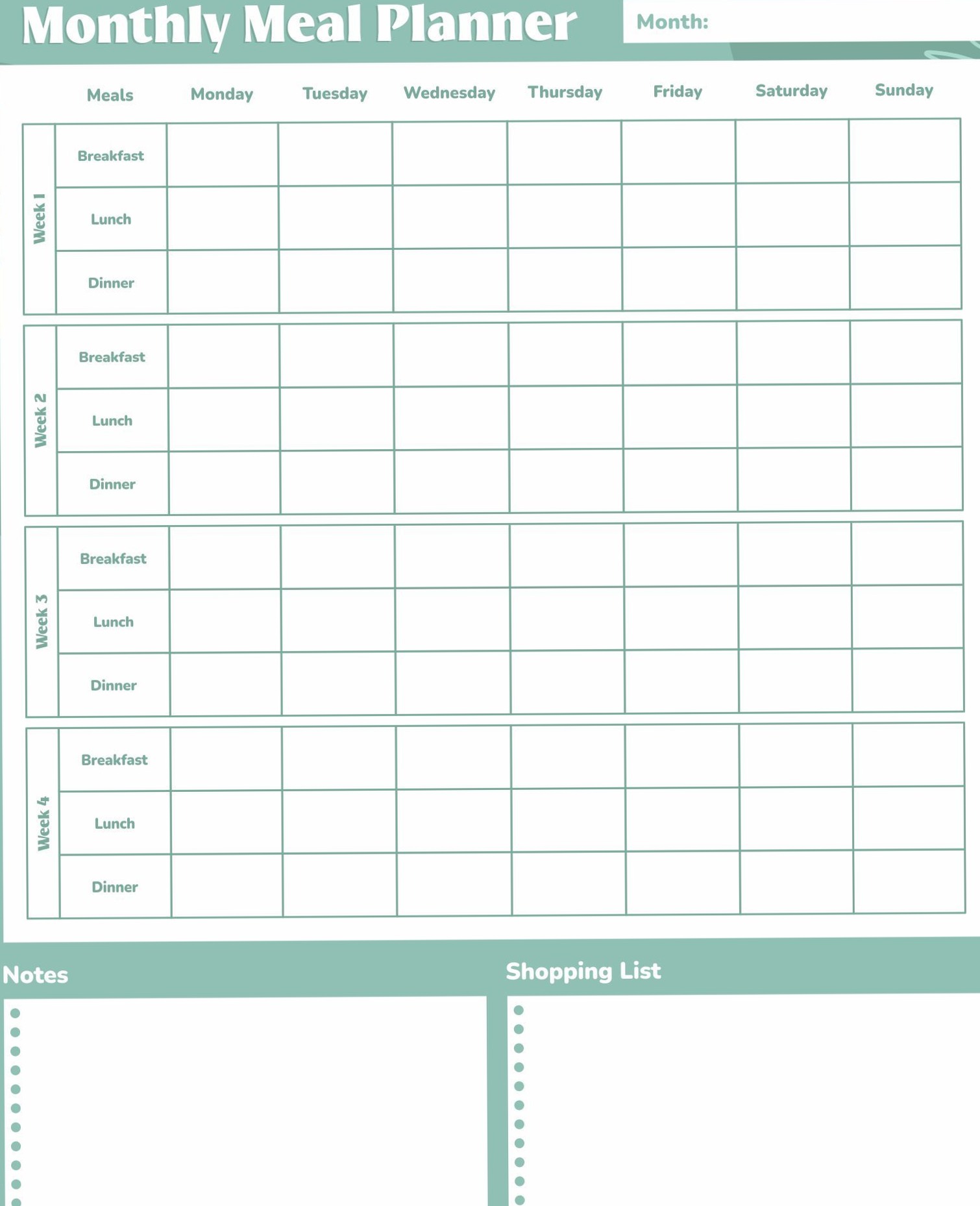 10 Free Meal-Planning PDF Printables | Printablee — 📊 🖇️ stay inspired all year long