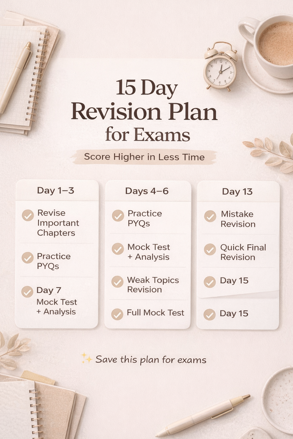 🖌️ 🎨 15-Day Exam Revision Plan: Boost Scores with Time-Saving Design | secret to staying productive