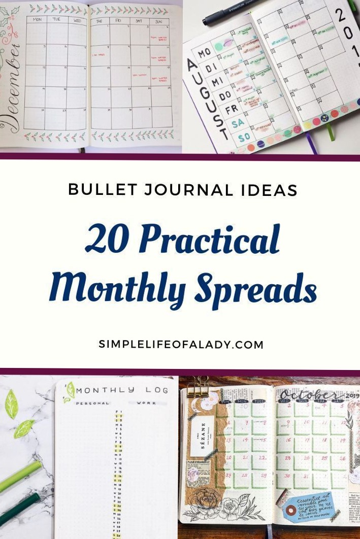 🖌️ 🎨 20 Monthly Spreads for Your Bullet Journal | secret to staying productive