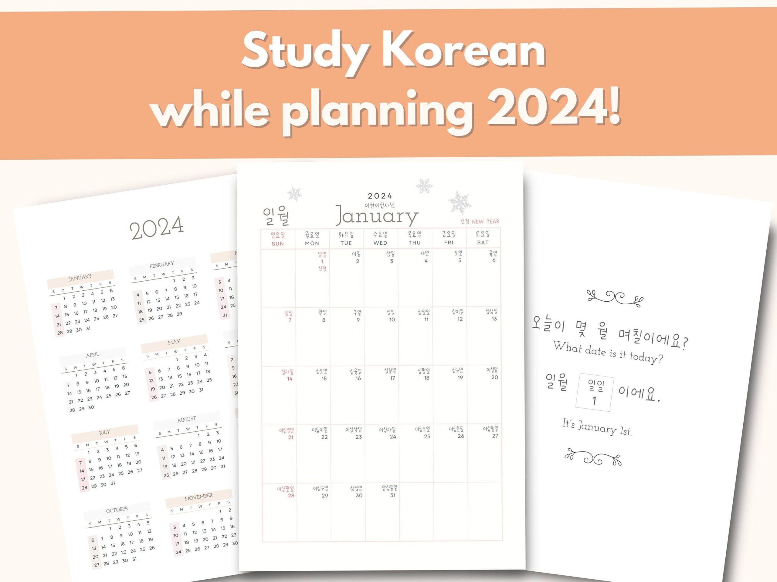 🖌️ 🌈 2024 Korean Planner — Learn Hangul & Organize Your Year | stay inspired all year long