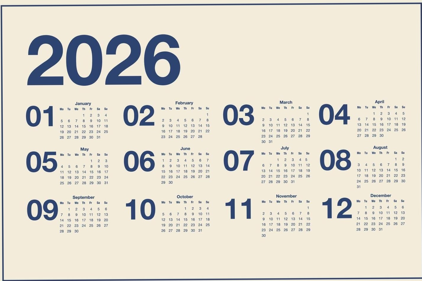 📍 🪄 2026 Calendar Starts on Monday | Digital Planner Design | dream life manifestation