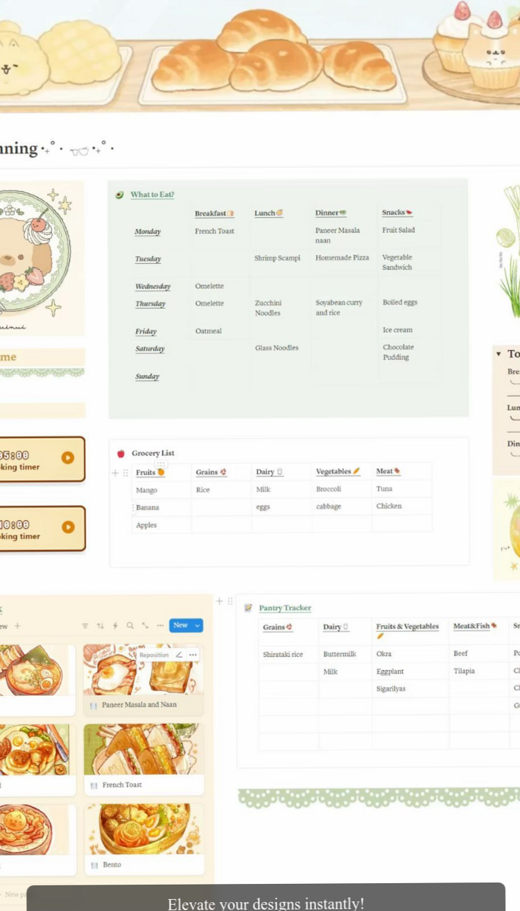 ☁️ 🤍 2026 efficiency hack: Notion Meal Planner | Organize Recipes & Menus