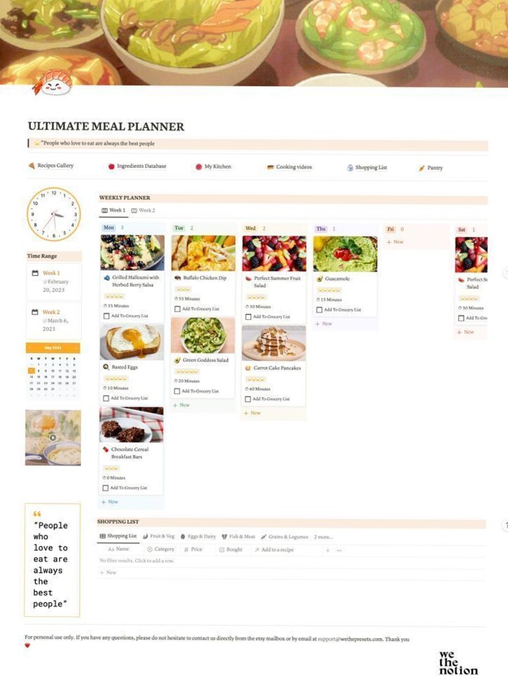 ✨ 🌿 2026 efficiency hack: Ultimate Meal Planner Notion Template with Anime Dashboard 2024
