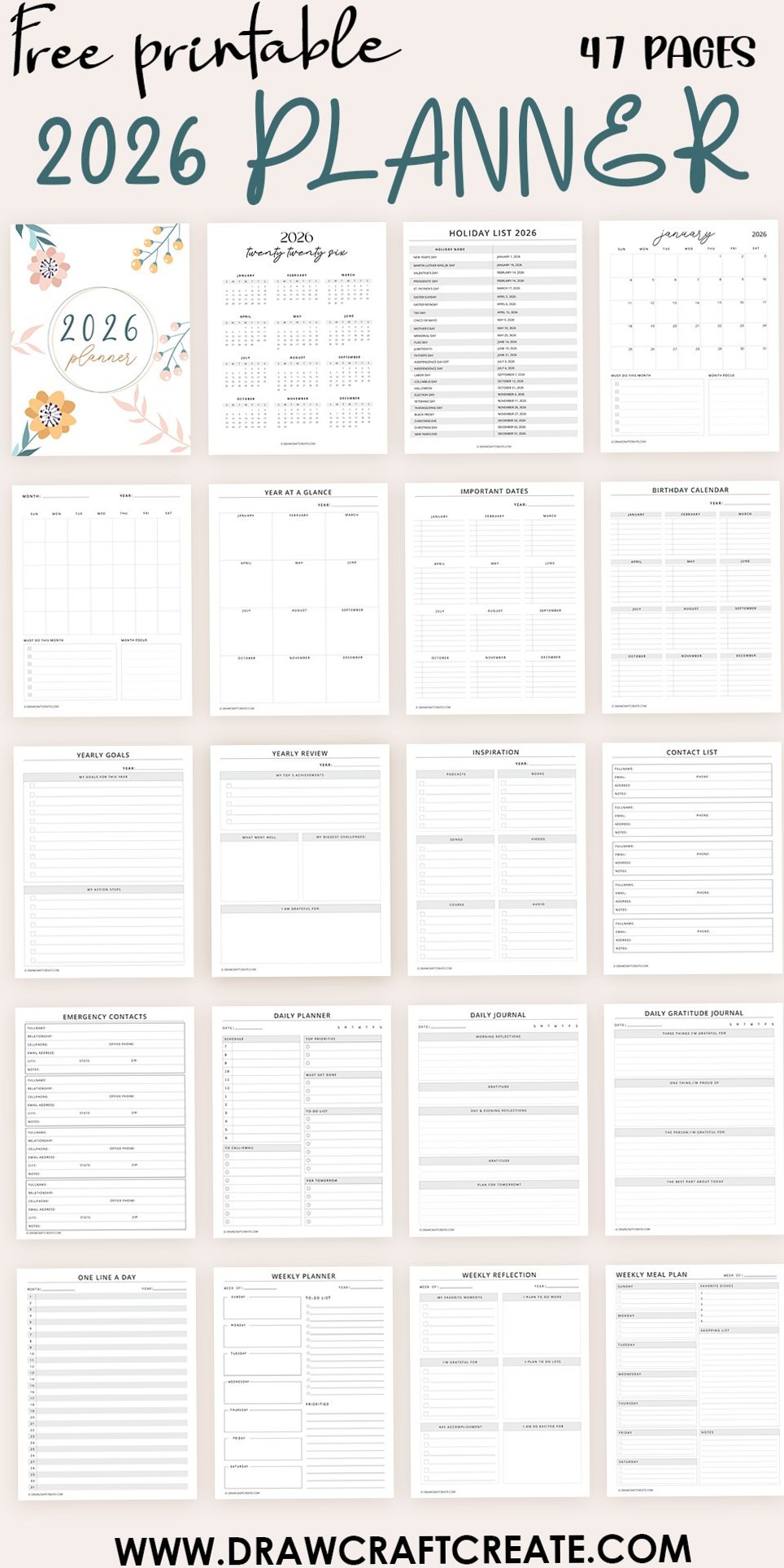 🖌️ 💎 2026 Planner Printable – 47 Stunning Pages | romanticize your routine