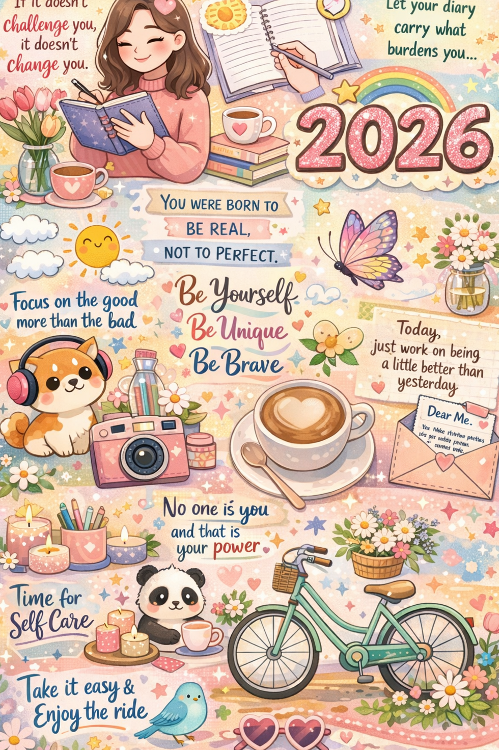 2026 Self-Care Journal Aesthetic | Cute Motivation & Positivity Quotes — 📍 🖌️ secret to staying productive