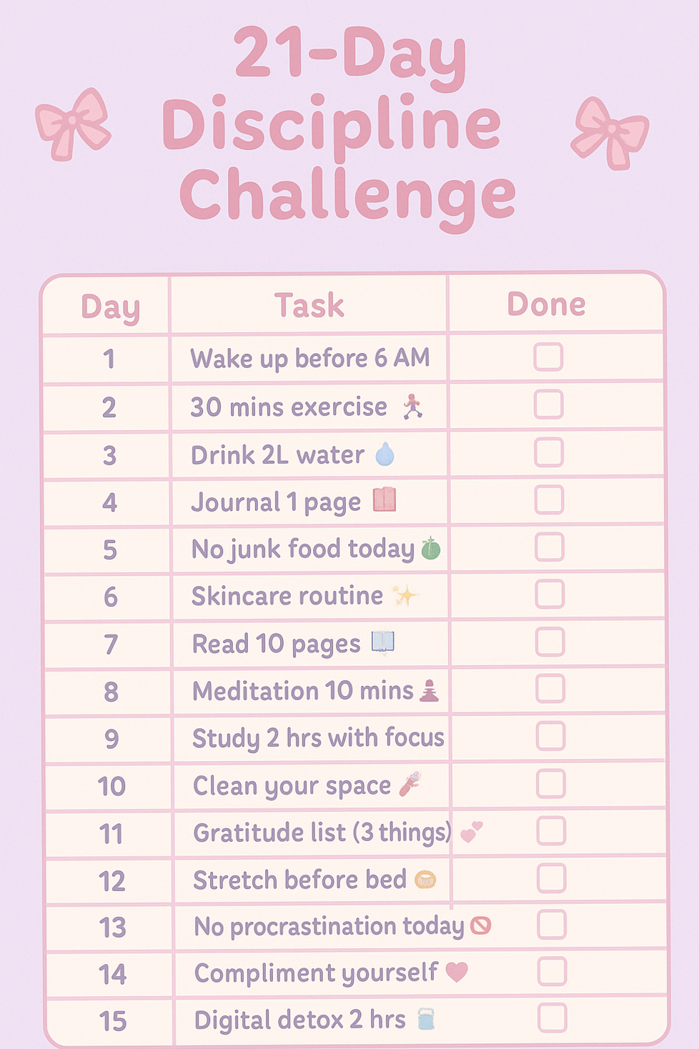 🕯️ ✨ 21-Day Discipline Challenge for Creative Minds | romanticize your routine