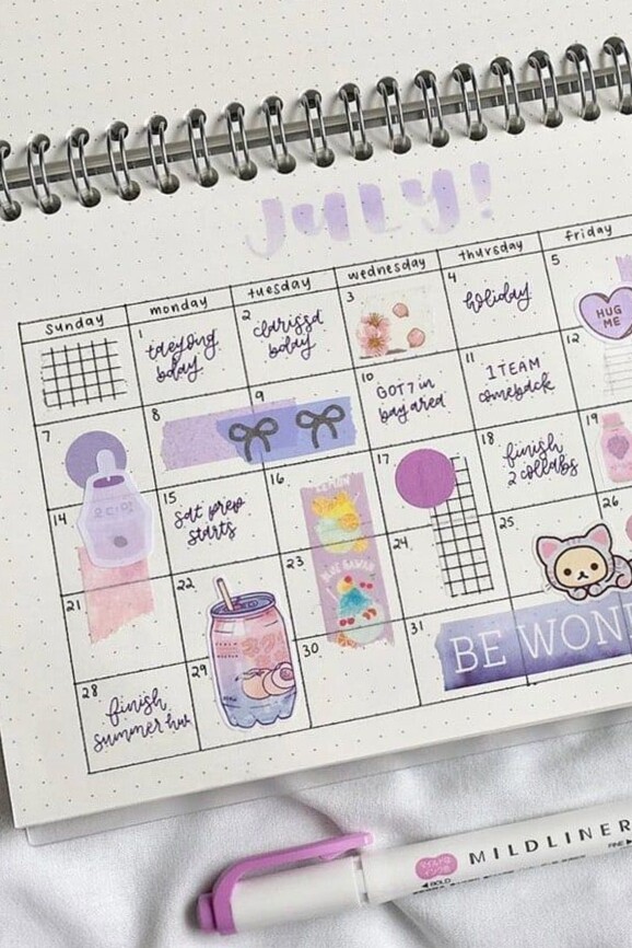 22 July Monthly Spread Ideas for Design Inspiration — 🪄 💎 secret to staying productive