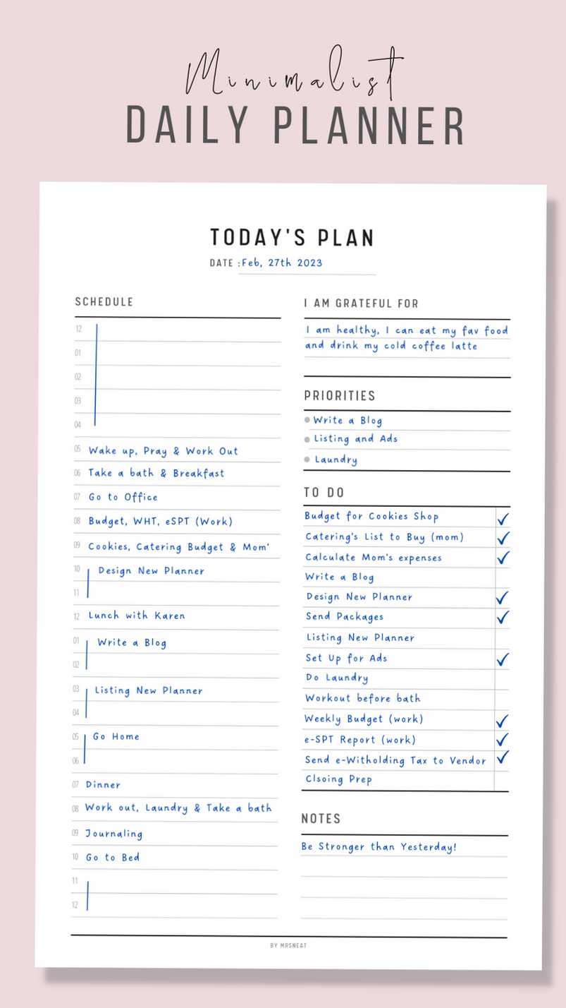 24/7 Daily Planner Printable for Organized Scheduling — 💎 💎 dream life manifestation