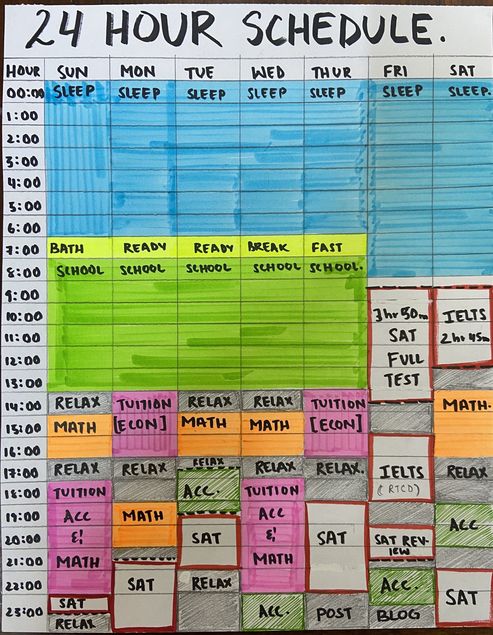 24-Hour Study Schedule for Bullet Journaling — 💎 🌈 secret to staying productive